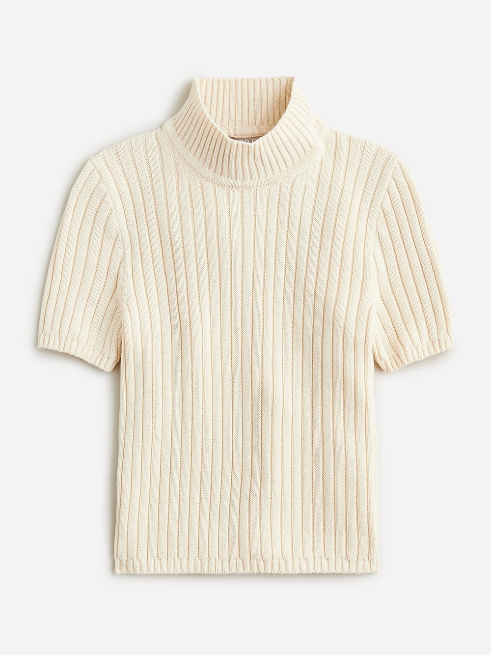 J.Crew Cream cotton cashmere Short-Sleeve Sweater mock neck